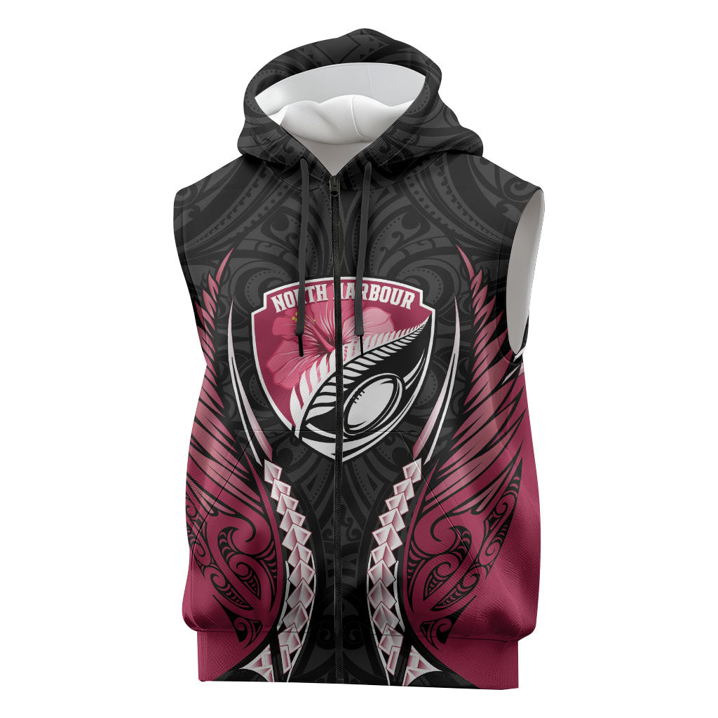 North Harbour 2026 Rugby Custom Sleeveless Zip Hoodie NZ Maori Silver Fern