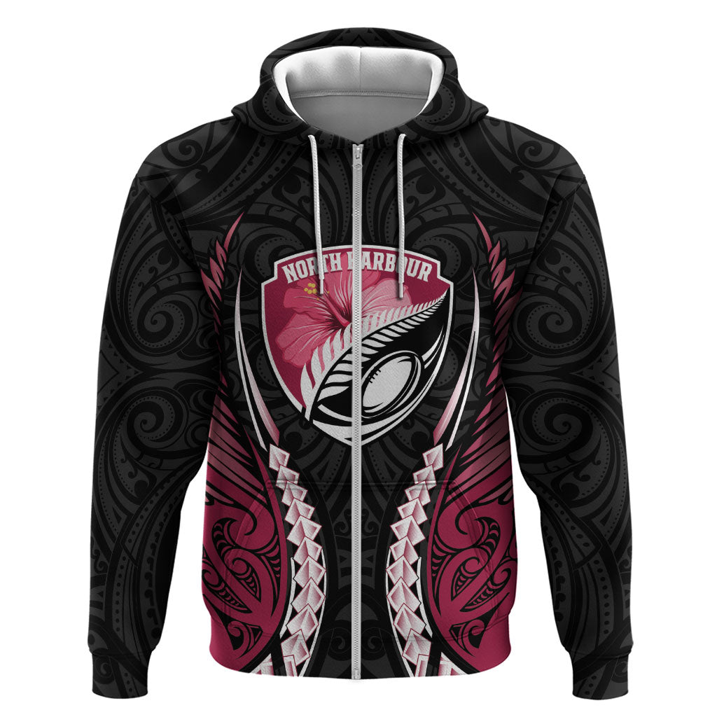 North Harbour 2026 Rugby Custom Zip Hoodie NZ Maori Silver Fern