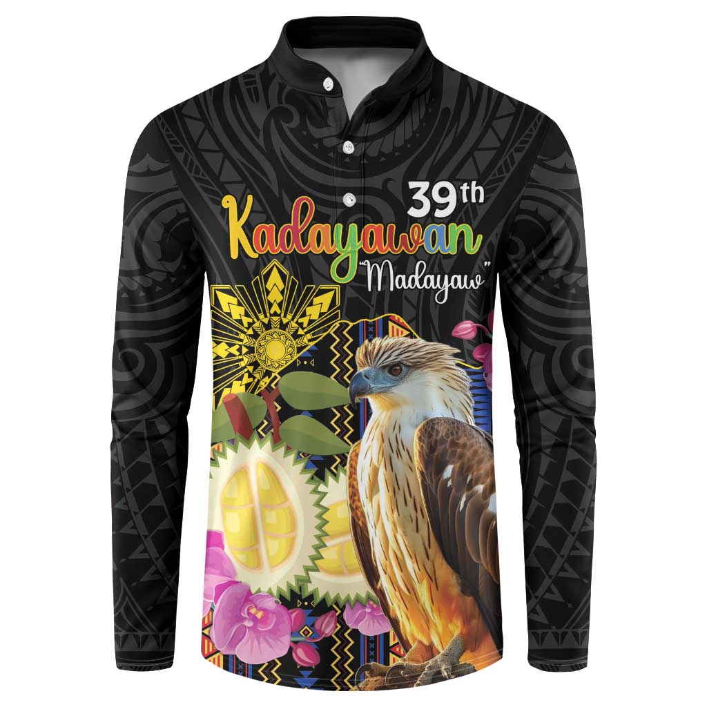 Kadayawan Philippines Button Sweatshirt Filipino Eagle Happy 39th Anniversary LT14 Black - Polynesian Pride