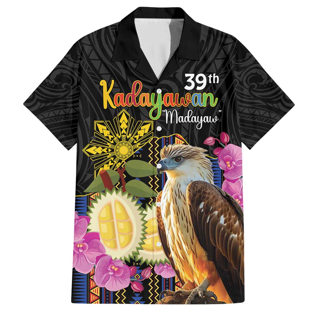 Kadayawan Philippines Family Matching Long Sleeve Bodycon Dress and Hawaiian Shirt Filipino Eagle Happy 39th Anniversary LT14 Dad's Shirt - Short Sleeve Black - Polynesian Pride