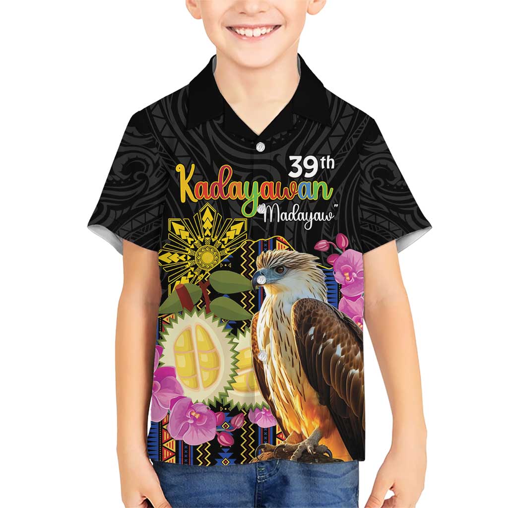 Kadayawan Philippines Kid Hawaiian Shirt Filipino Eagle Happy 39th Anniversary LT14 Kid Black - Polynesian Pride