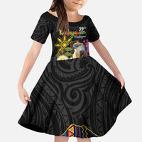 Kadayawan Philippines Kid Short Sleeve Dress Filipino Eagle Happy 39th Anniversary LT14 KID Black - Polynesian Pride