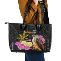 Kadayawan Philippines Leather Tote Bag Filipino Eagle Happy 39th Anniversary LT14 - Polynesian Pride