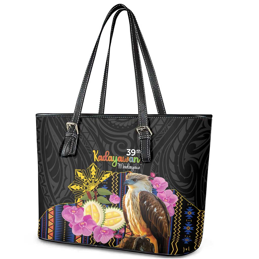 Kadayawan Philippines Leather Tote Bag Filipino Eagle Happy 39th Anniversary LT14 - Polynesian Pride