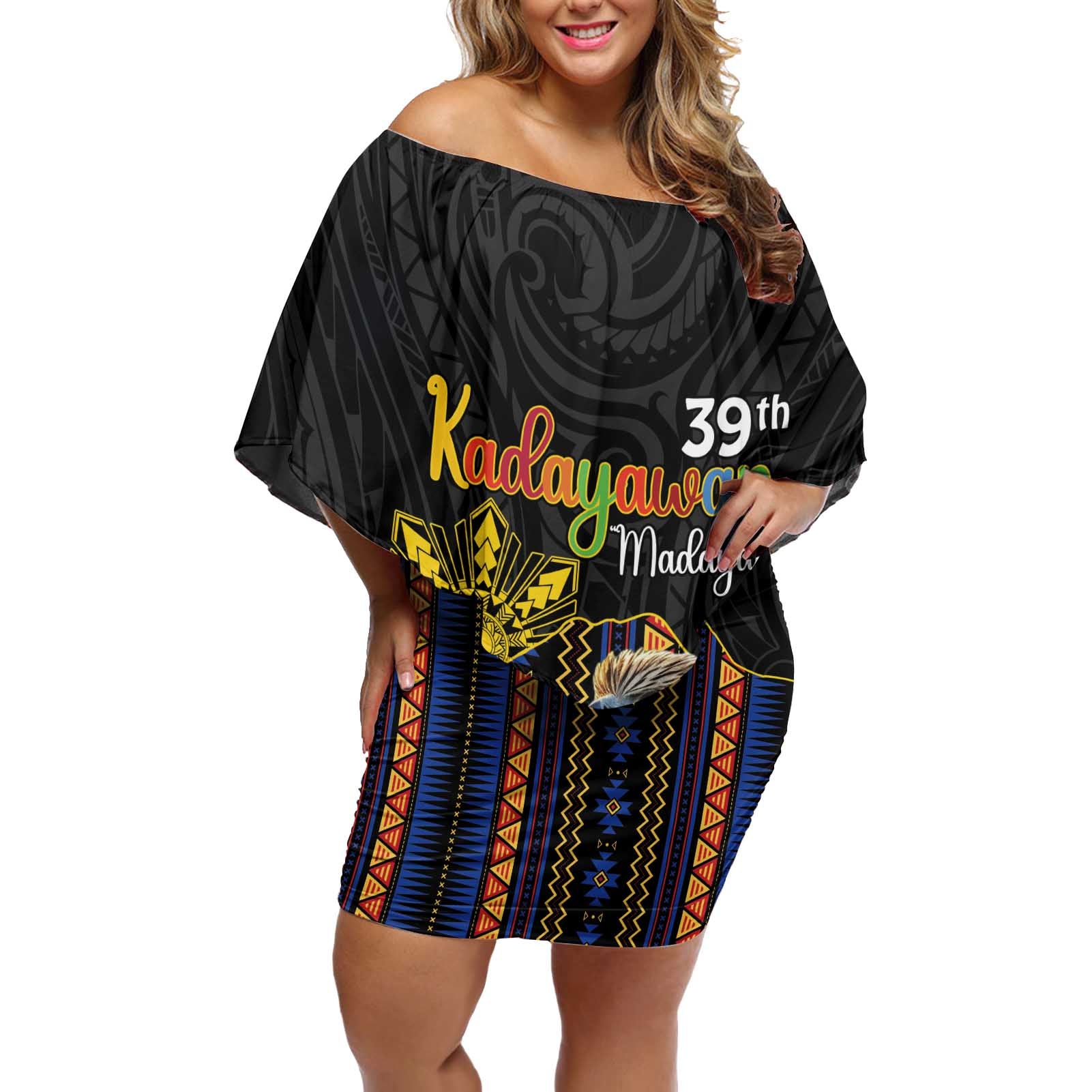 Kadayawan Philippines Off Shoulder Short Dress Filipino Eagle Happy 39th Anniversary