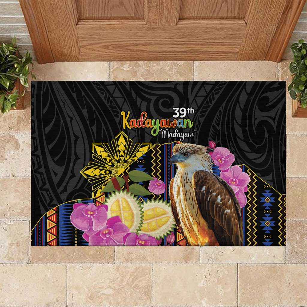 Kadayawan Philippines Rubber Doormat Filipino Eagle Happy 39th Anniversary LT14 Black - Polynesian Pride