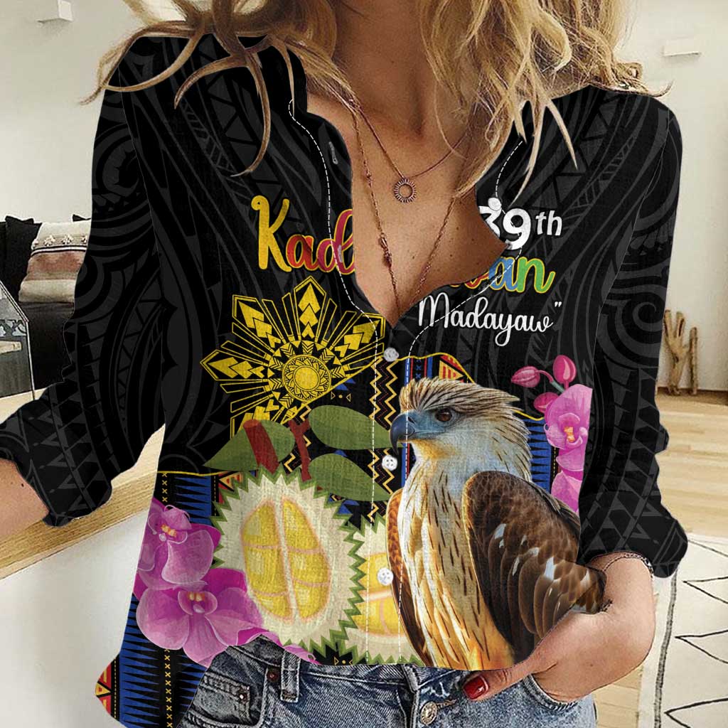 Kadayawan Philippines Women Casual Shirt Filipino Eagle Happy 39th Anniversary LT14 Female Black - Polynesian Pride