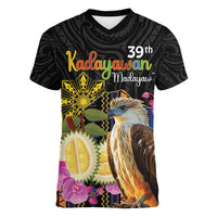 Kadayawan Philippines Women V-Neck T-Shirt Filipino Eagle Happy 39th Anniversary LT14 Female Black - Polynesian Pride