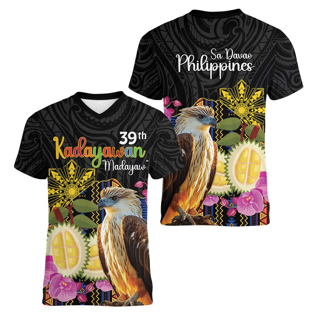 Kadayawan Philippines Women V-Neck T-Shirt Filipino Eagle Happy 39th Anniversary LT14 - Polynesian Pride
