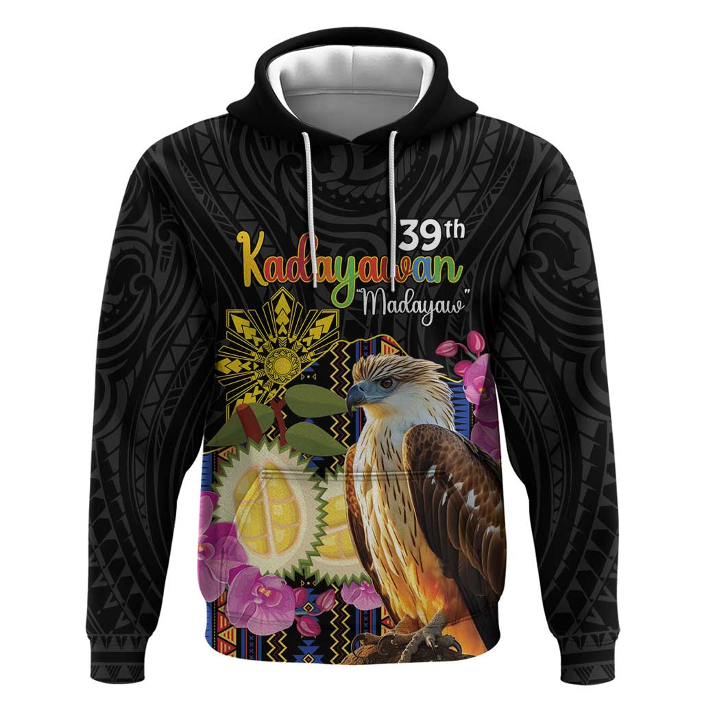 Kadayawan Philippines Zip Hoodie Filipino Eagle Happy 39th Anniversary LT14 Pullover Hoodie Black - Polynesian Pride