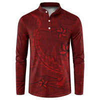 Oxblood Polynesia Button Sweatshirt Hawaiian Tribal Hammerhead Shark Tattoo