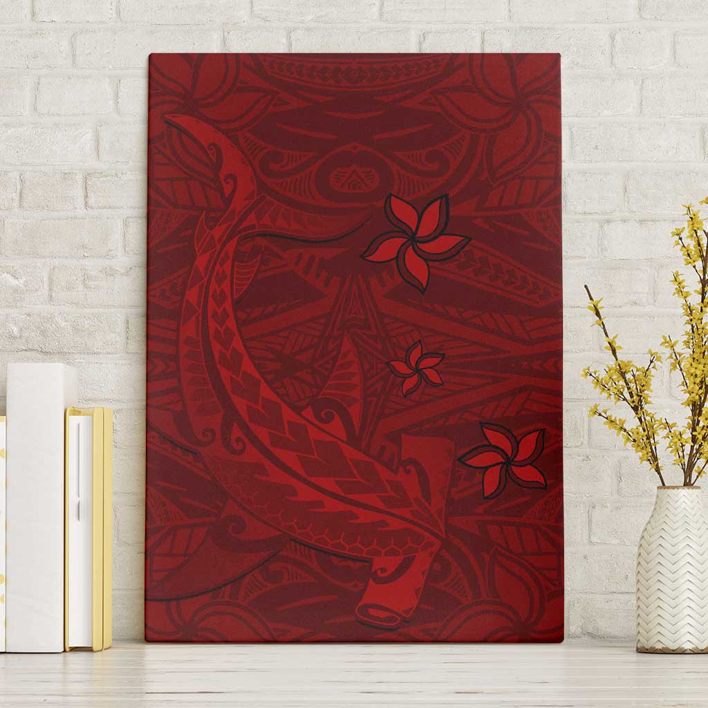 Oxblood Polynesia Canvas Wall Art Hawaiian Tribal Hammerhead Shark Tattoo