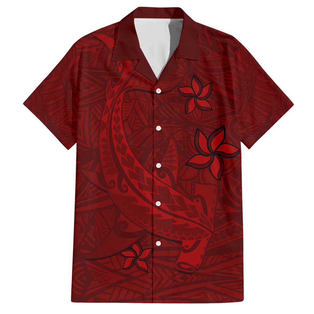 Oxblood Polynesia Family Matching Off Shoulder Maxi Dress and Hawaiian Shirt Hawaiian Tribal Hammerhead Shark Tattoo LT14 Dad's Shirt - Short Sleeve Oxblood - Polynesian Pride