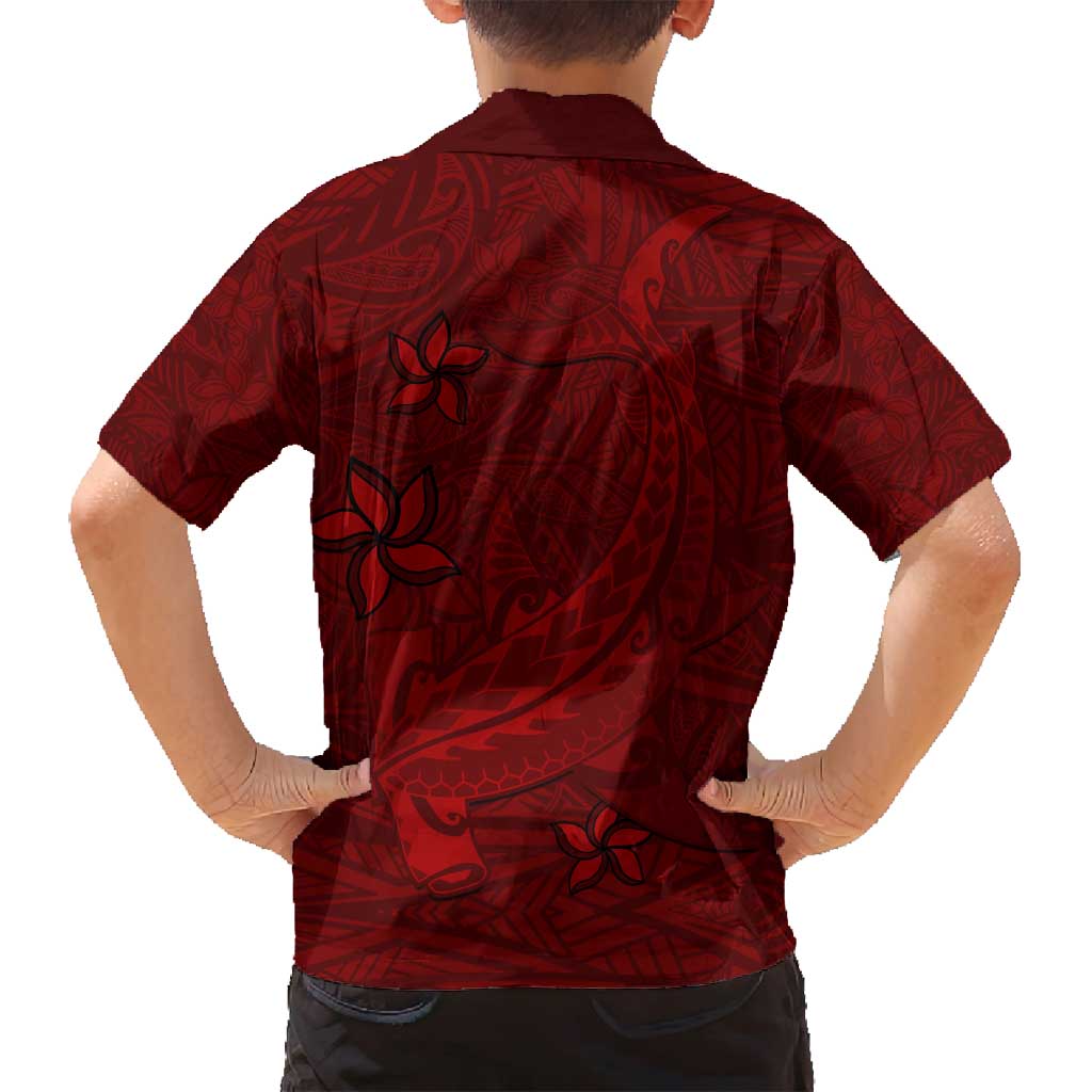 Oxblood Polynesia Family Matching Summer Maxi Dress and Hawaiian Shirt Hawaiian Tribal Hammerhead Shark Tattoo