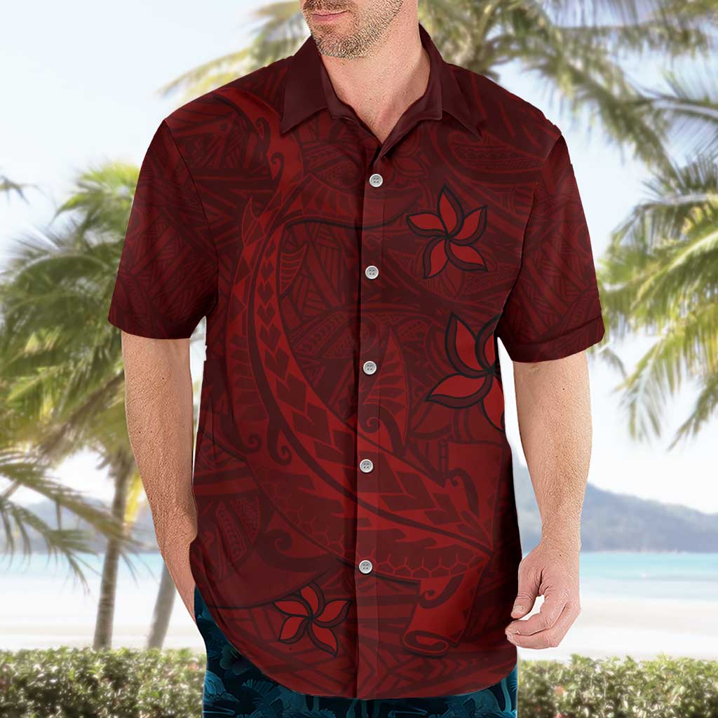 Oxblood Polynesia Hawaiian Shirt Hawaiian Tribal Hammerhead Shark Tattoo