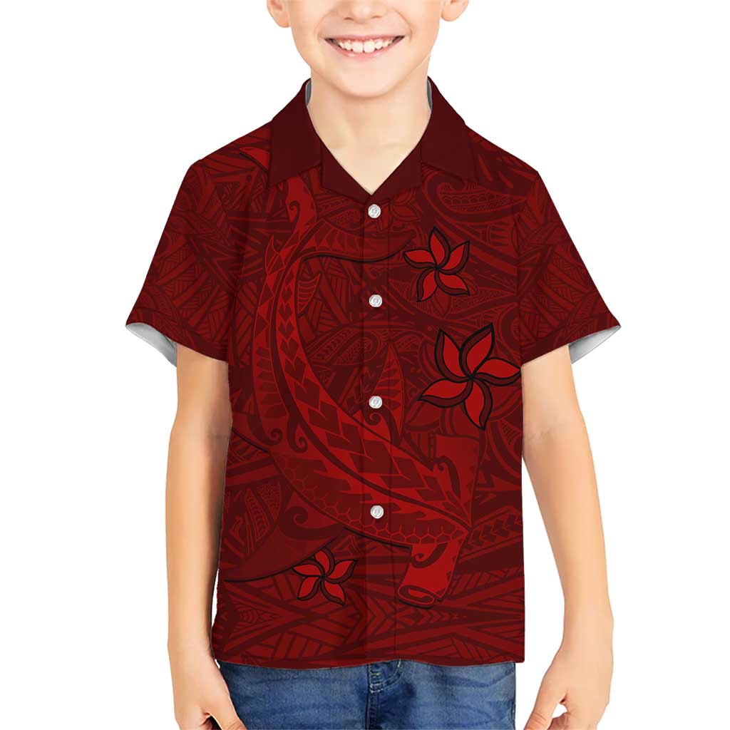 Oxblood Polynesia Kid Hawaiian Shirt Hawaiian Tribal Hammerhead Shark Tattoo LT14 Kid Oxblood - Polynesian Pride
