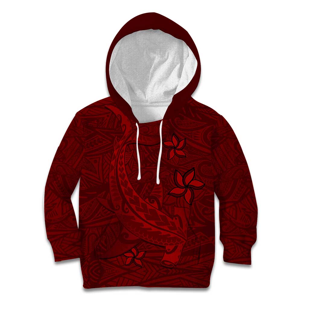 Oxblood Polynesia Kid Hoodie Hawaiian Tribal Hammerhead Shark Tattoo