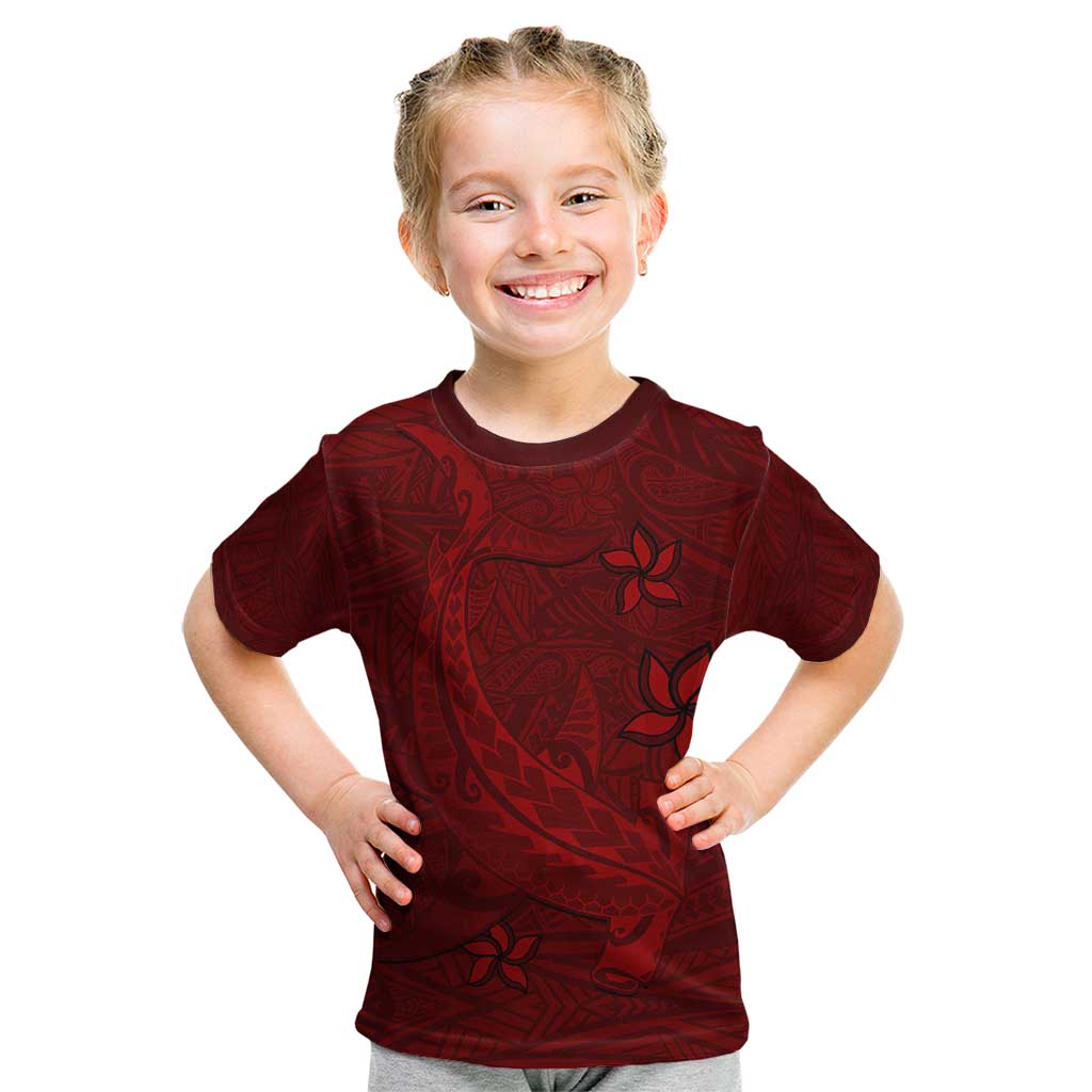 Oxblood Polynesia Kid T Shirt Hawaiian Tribal Hammerhead Shark Tattoo LT14 Oxblood - Polynesian Pride