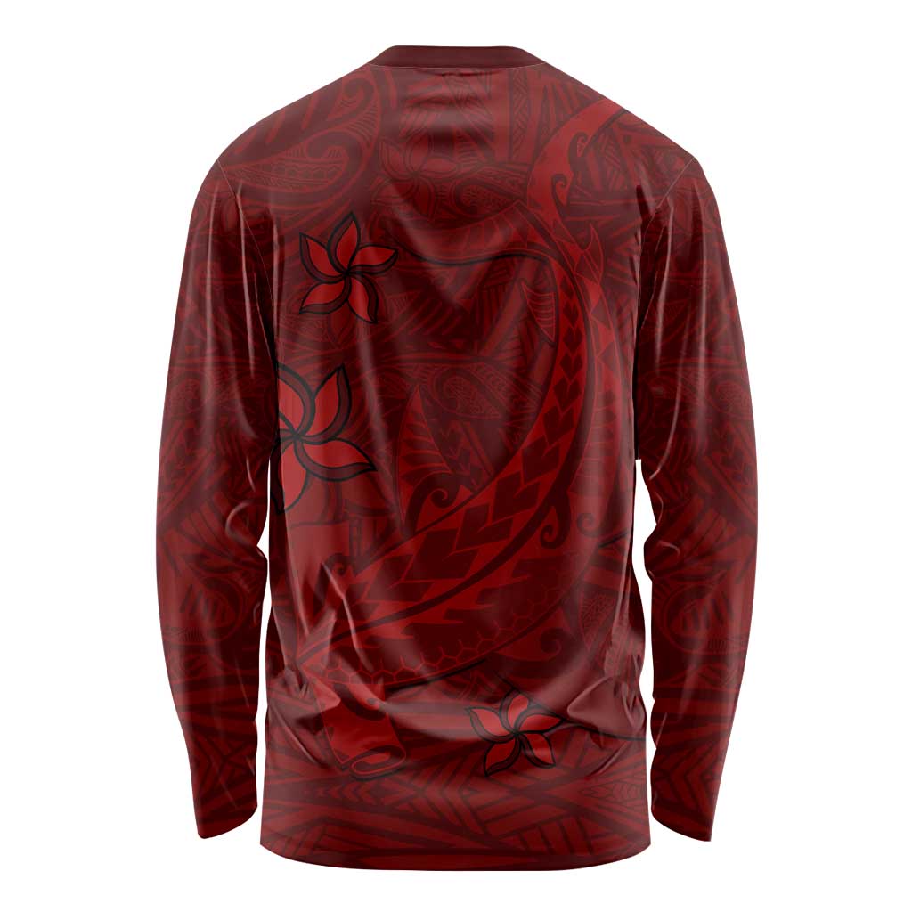 Oxblood Polynesia Long Sleeve Shirt Hawaiian Tribal Hammerhead Shark Tattoo