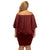 Oxblood Polynesia Off Shoulder Short Dress Hawaiian Tribal Hammerhead Shark Tattoo