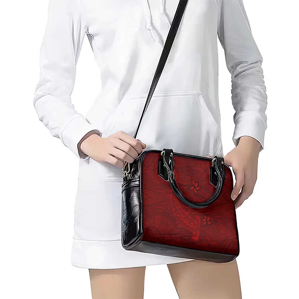 Oxblood Polynesia Shoulder Handbag Hawaiian Tribal Hammerhead Shark Tattoo LT14 - Polynesian Pride