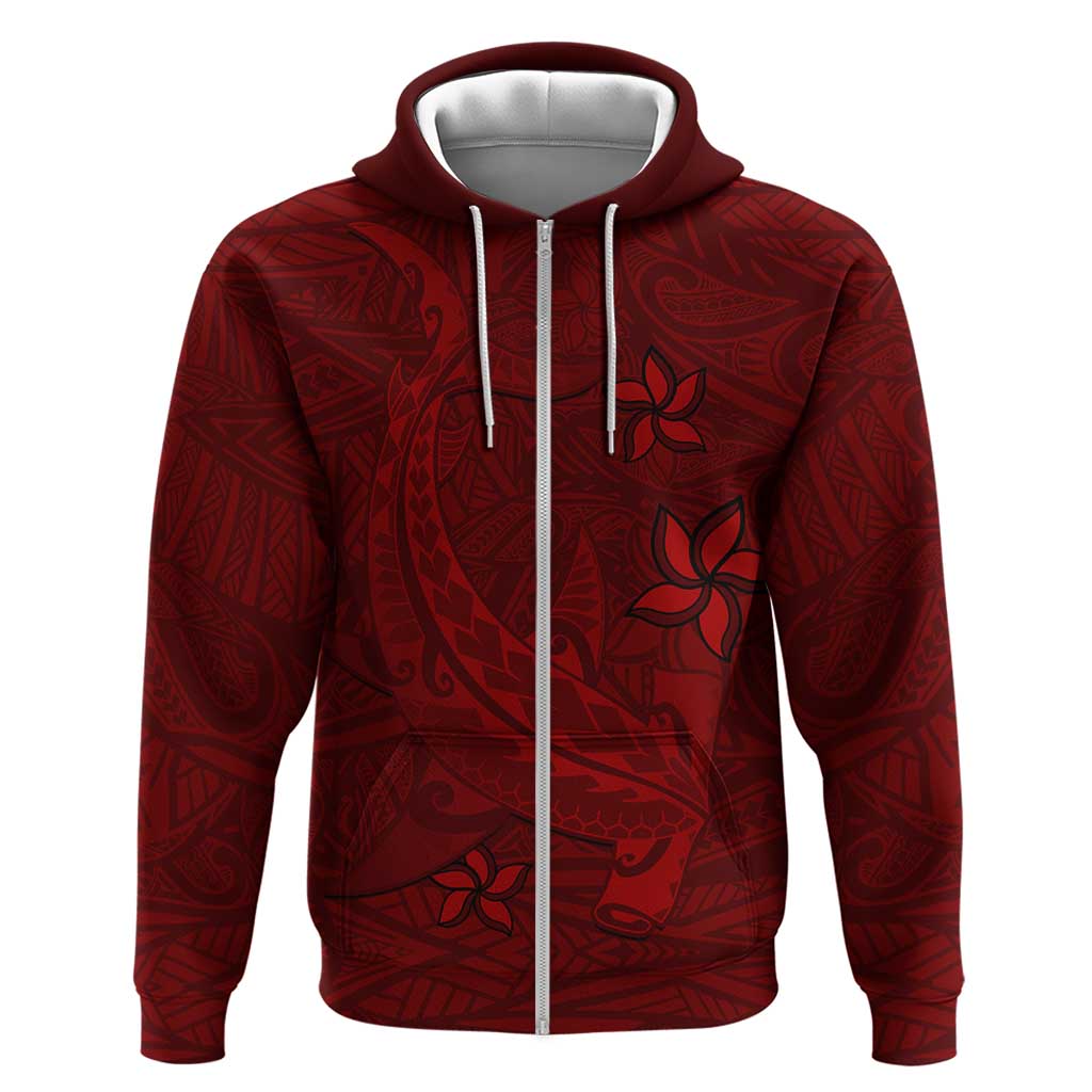 Oxblood Polynesia Zip Hoodie Hawaiian Tribal Hammerhead Shark Tattoo LT14 Zip Hoodie Oxblood - Polynesian Pride