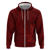 Oxblood Polynesia Zip Hoodie Hawaiian Tribal Hammerhead Shark Tattoo LT14 Zip Hoodie Oxblood - Polynesian Pride