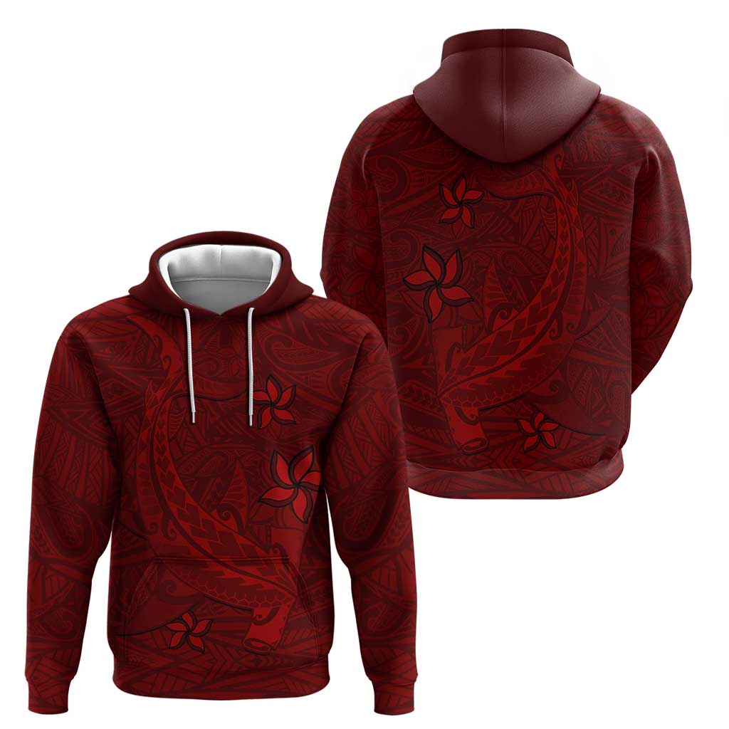 Oxblood Polynesia Zip Hoodie Hawaiian Tribal Hammerhead Shark Tattoo LT14 - Polynesian Pride