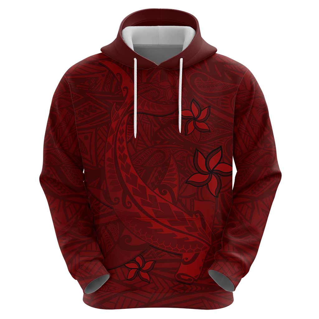 Oxblood Polynesia Zip Hoodie Hawaiian Tribal Hammerhead Shark Tattoo LT14 - Polynesian Pride