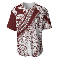 Polynesian Tropical Flowers Oxblood Color Baseball Jersey LT14 Oxblood - Polynesian Pride