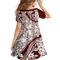 Polynesian Tropical Flowers Oxblood Color Family Matching Tank Maxi Dress and Hawaiian Shirt