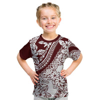 Polynesian Tropical Flowers Oxblood Color Kid T Shirt LT14 Oxblood - Polynesian Pride