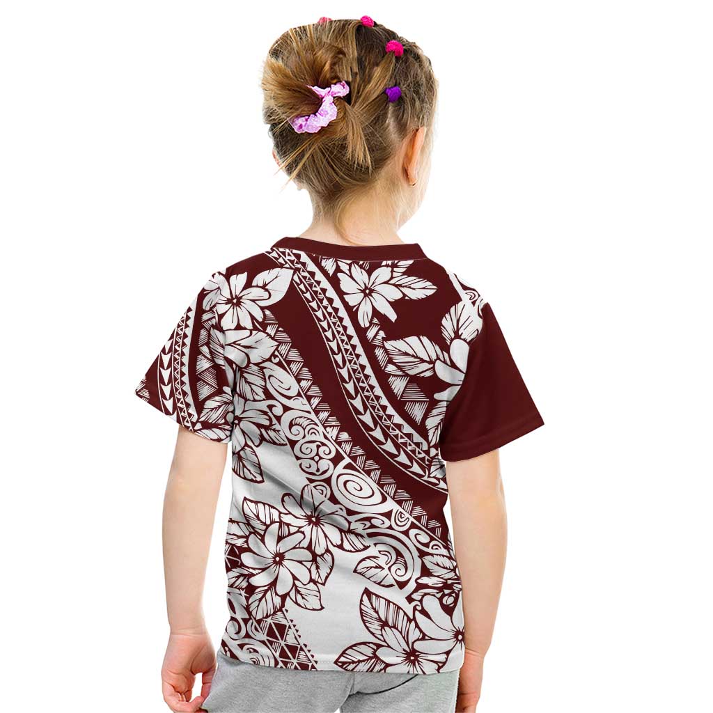 Polynesian Tropical Flowers Oxblood Color Kid T Shirt LT14 - Polynesian Pride