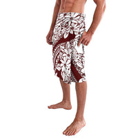 Polynesian Tropical Flowers Oxblood Color Lavalava