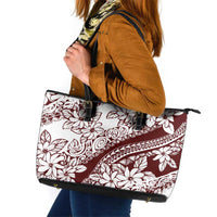 Polynesian Tropical Flowers Oxblood Color Leather Tote Bag LT14 Oxblood - Polynesian Pride