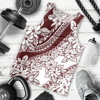 Polynesian Tropical Flowers Oxblood Color Men Tank Top