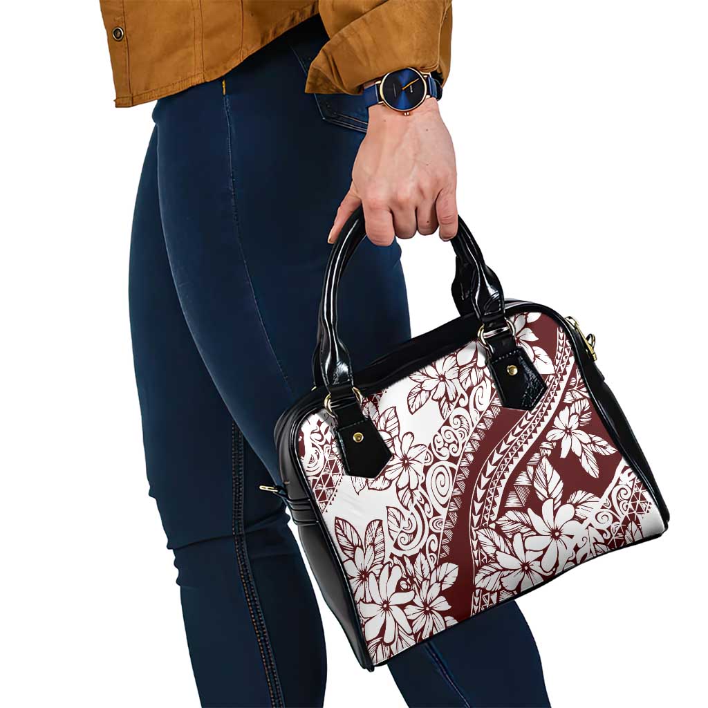 Polynesian Tropical Flowers Oxblood Color Shoulder Handbag LT14 - Polynesian Pride