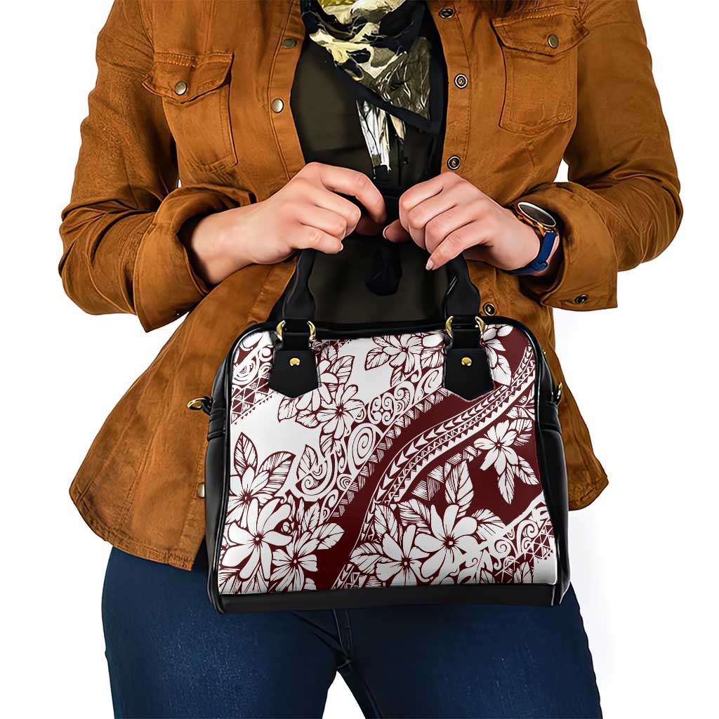 Polynesian Tropical Flowers Oxblood Color Shoulder Handbag LT14 - Polynesian Pride