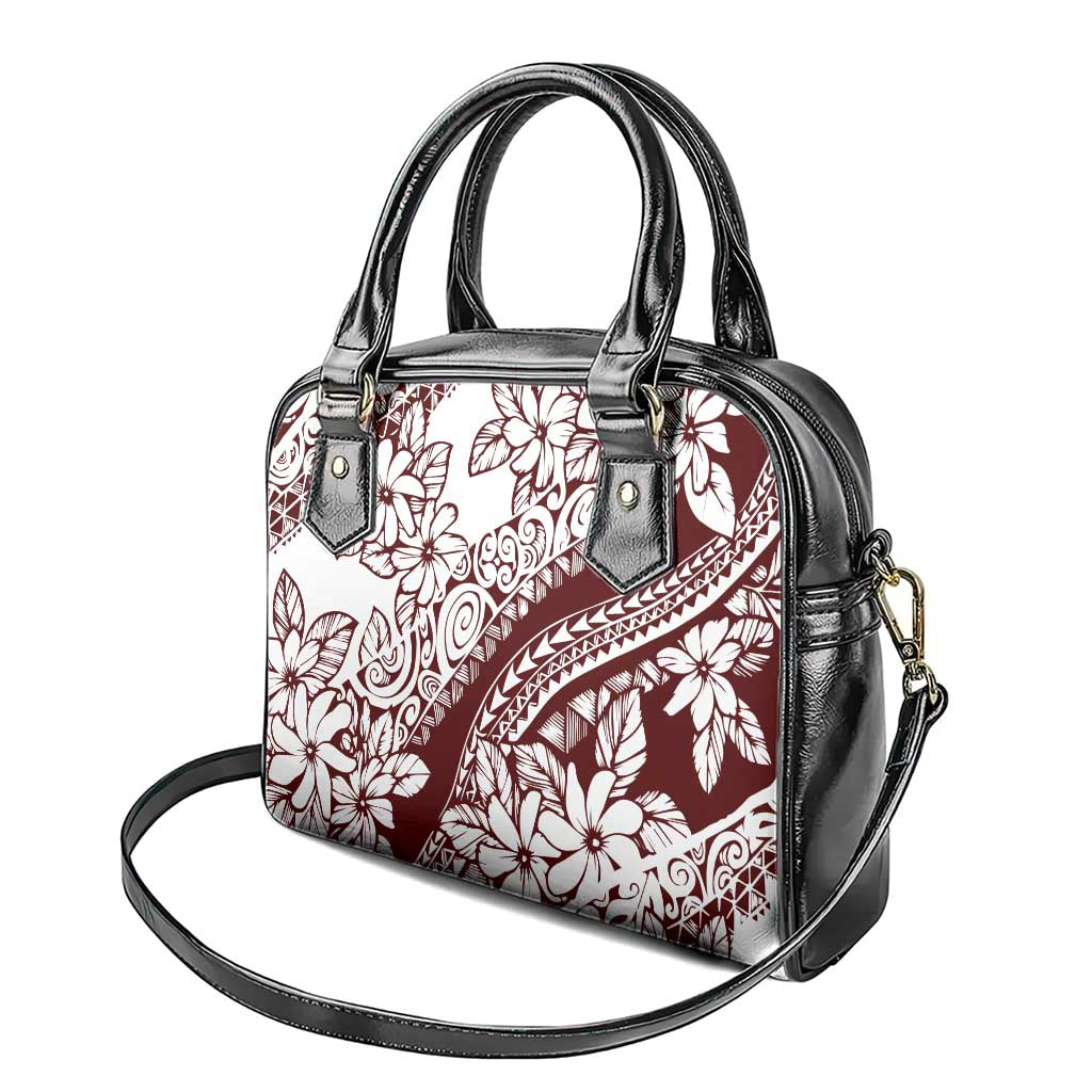 Polynesian Tropical Flowers Oxblood Color Shoulder Handbag LT14 - Polynesian Pride