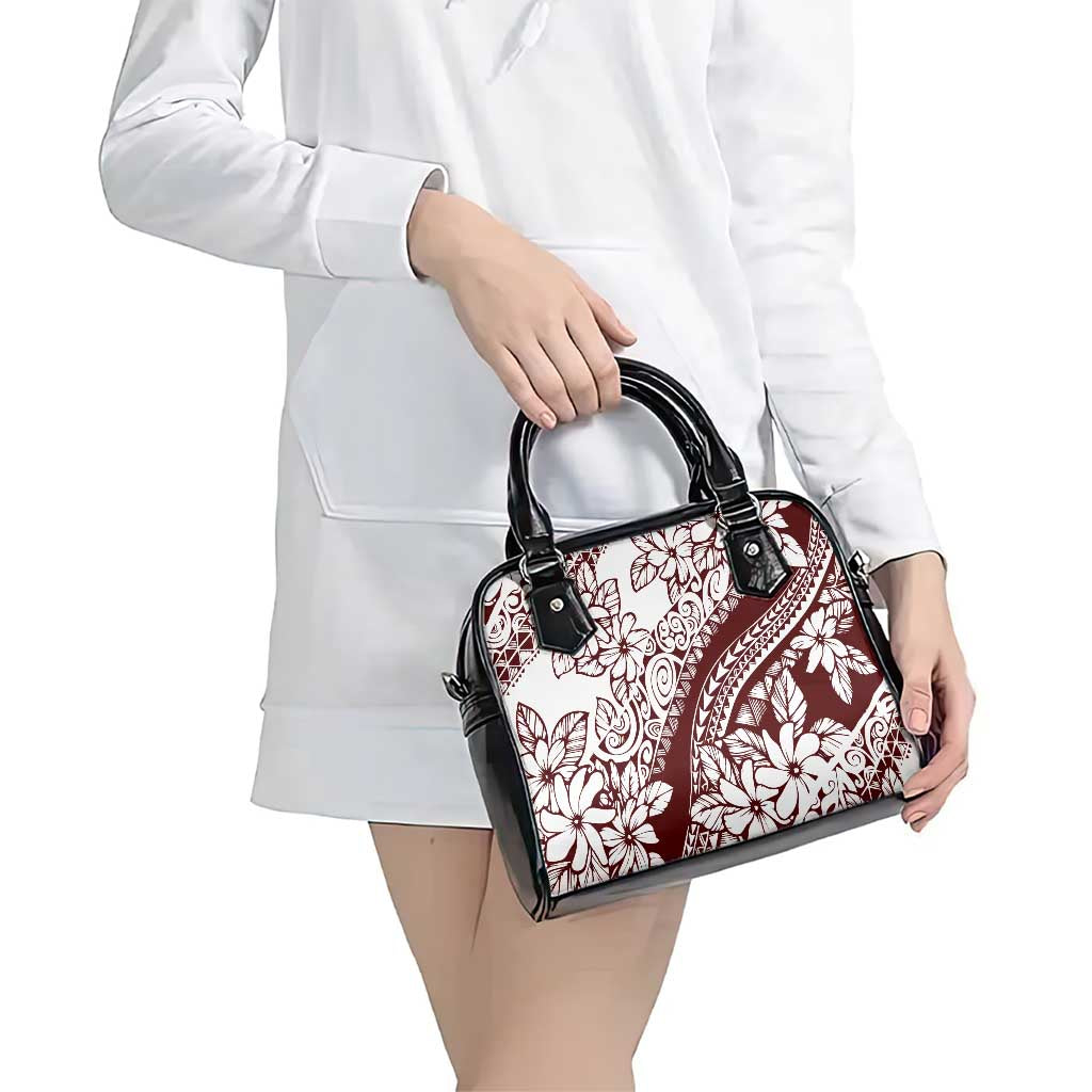 Polynesian Tropical Flowers Oxblood Color Shoulder Handbag LT14 - Polynesian Pride