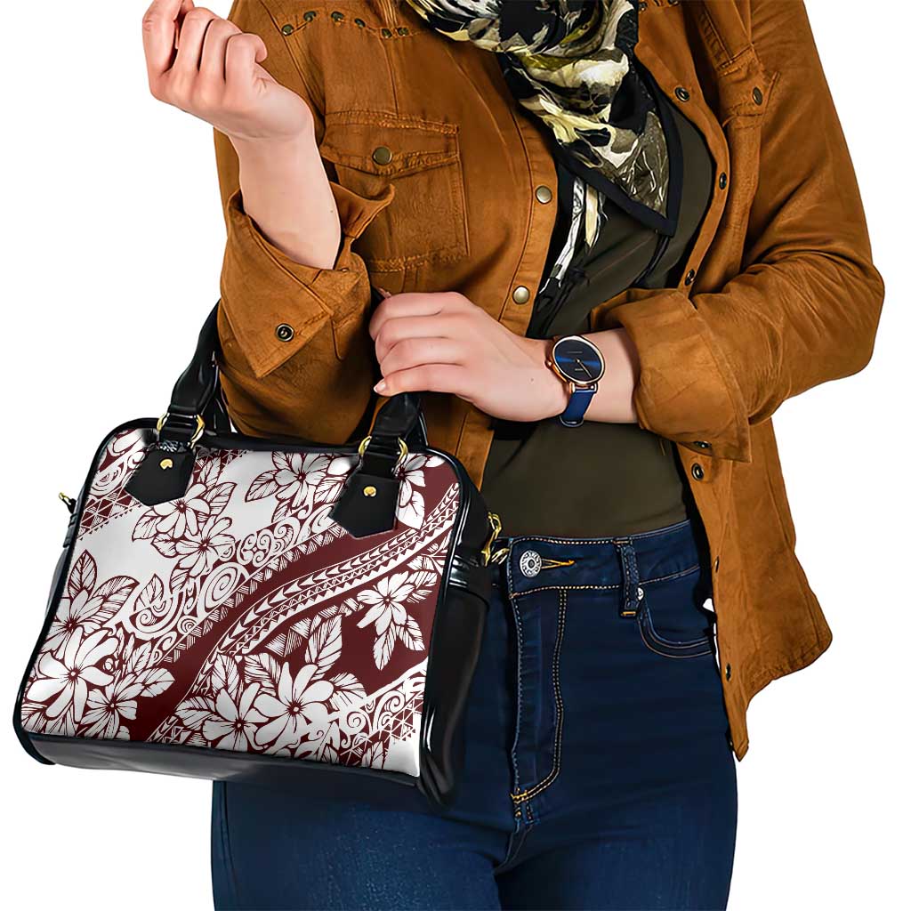 Polynesian Tropical Flowers Oxblood Color Shoulder Handbag LT14 - Polynesian Pride