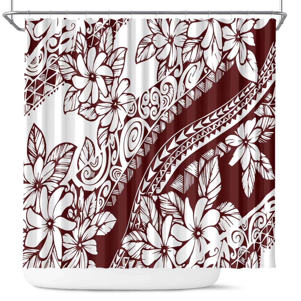 Polynesian Tropical Flowers Oxblood Color Shower Curtain LT14 Oxblood - Polynesian Pride