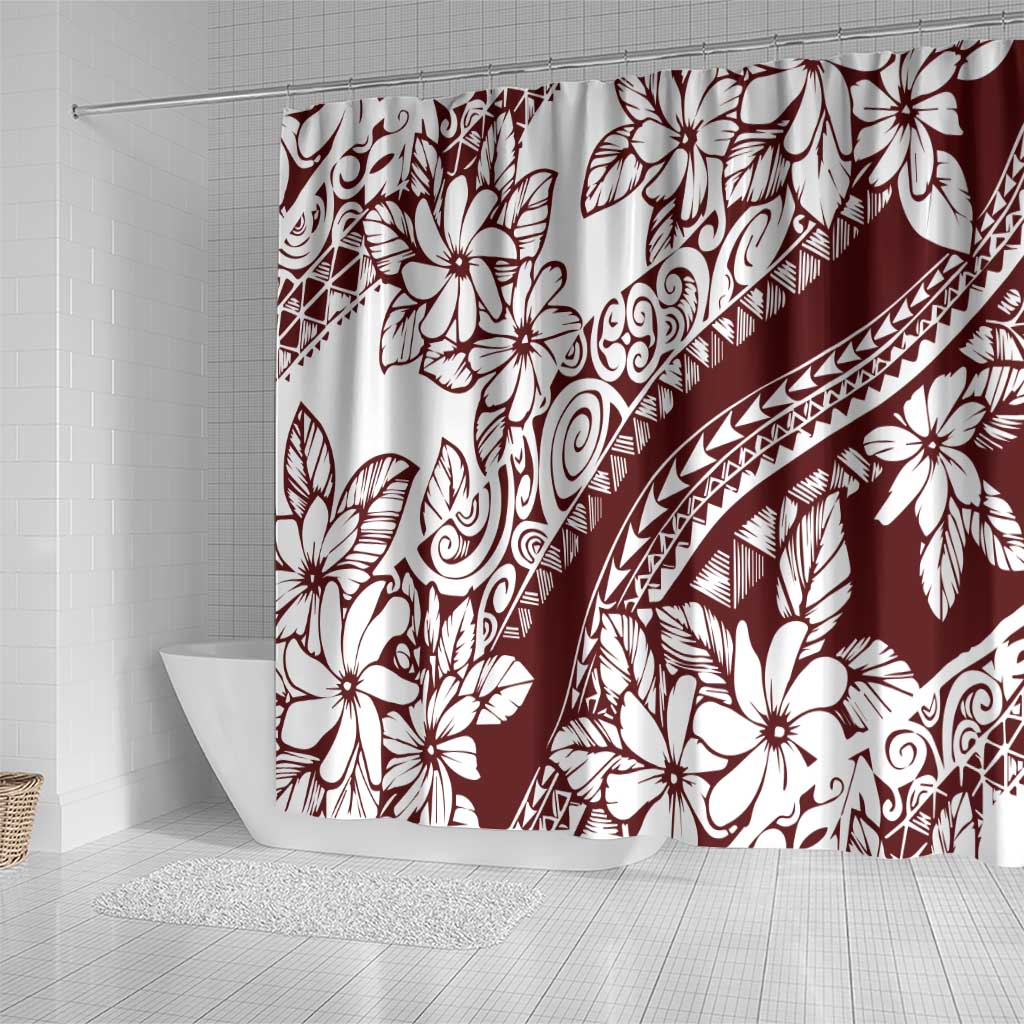 Polynesian Tropical Flowers Oxblood Color Shower Curtain LT14 - Polynesian Pride