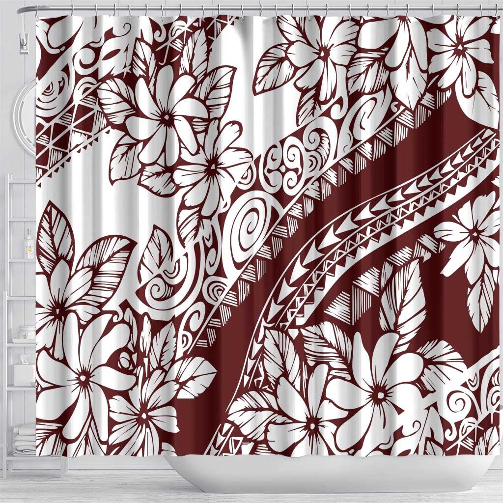 Polynesian Tropical Flowers Oxblood Color Shower Curtain LT14 - Polynesian Pride