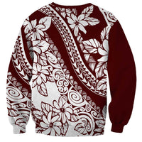 Polynesian Tropical Flowers Oxblood Color Sweatshirt