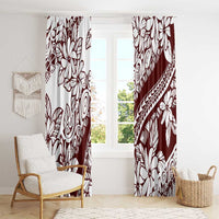 Polynesian Tropical Flowers Oxblood Color Window Curtain