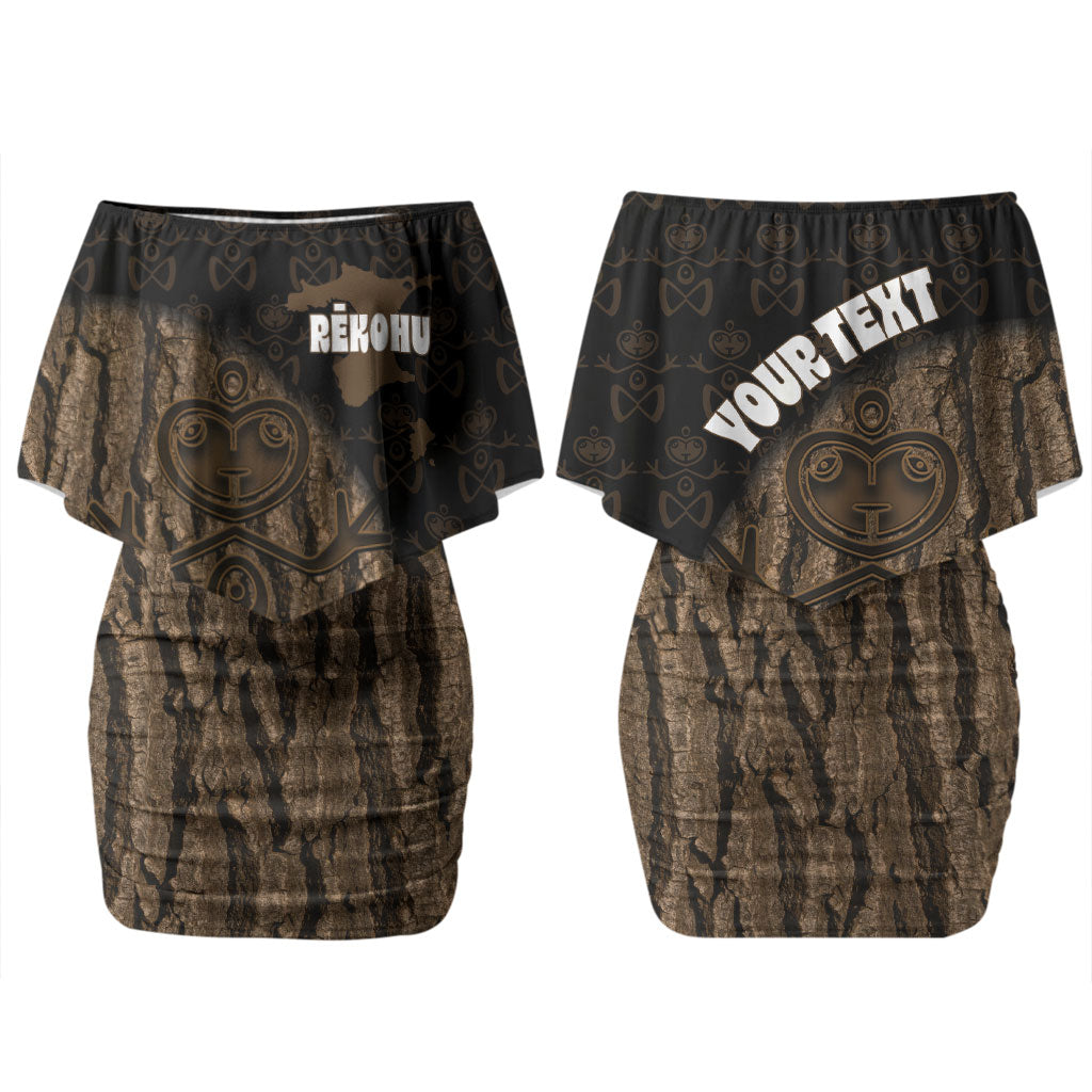Moriori Kekoru New Zealand Personalised Couples Matching Off Shoulder Short Dress and Long Sleeve Button Shirt Kopi Rakau Carving Chatham Islands Map LT14 - Polynesian Pride