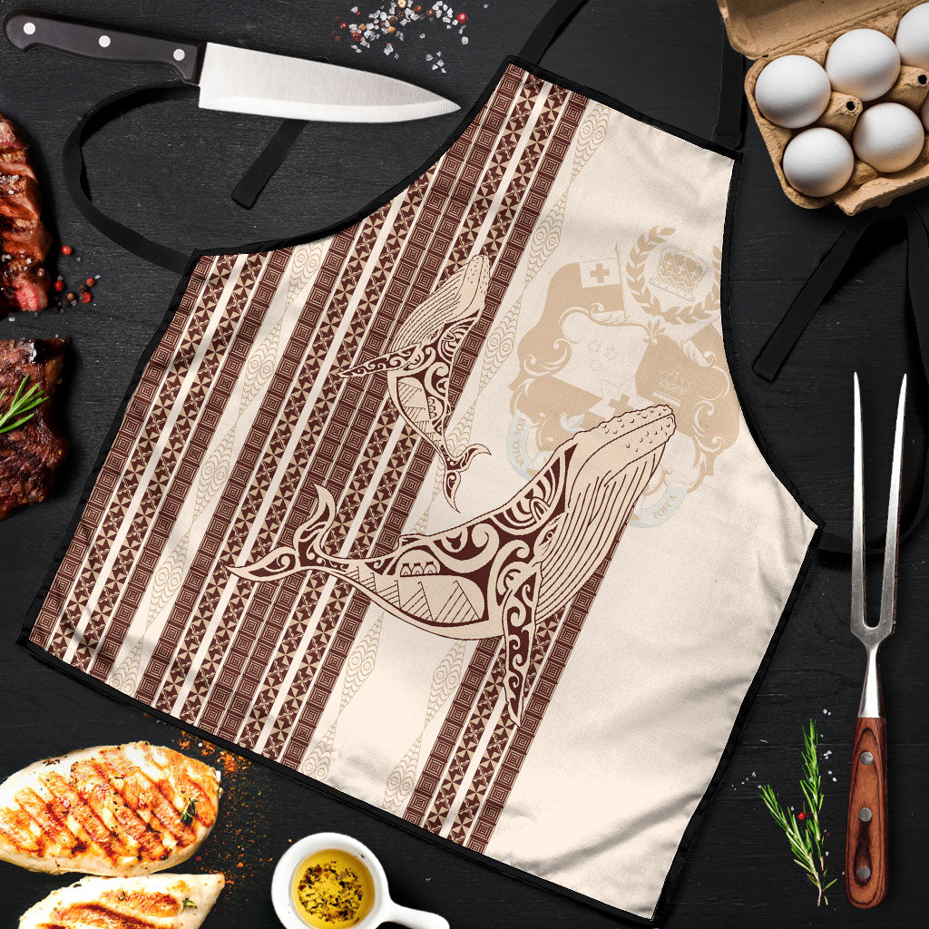 Swimming With Humpback Whales Season Tonga Apron Tongan Tofuaa Ngatu Pattern Brown LT14 Brown - Polynesian Pride
