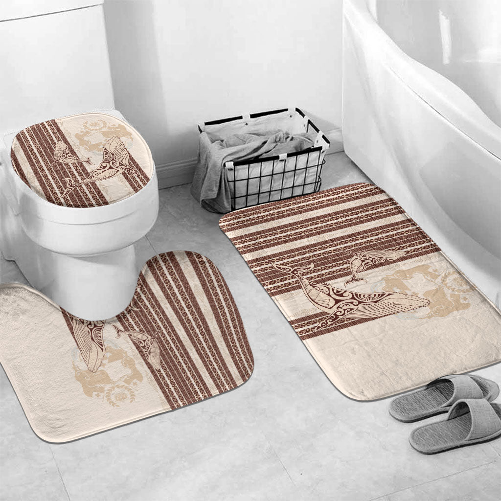 Swimming With Humpback Whales Season Tonga Bathroom Set Tongan Tofuaa Ngatu Pattern Brown LT14 Mat Set Only (3 pcs) One Size Brown - Polynesian Pride