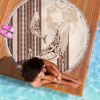 Swimming With Humpback Whales Season Tonga Beach Blanket Tongan Tofuaa Ngatu Pattern Brown LT14 - Polynesian Pride